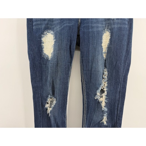 Y2K Mudd Womens Juniors Blue Distressed Skinny Jeans Ripped  Size 11 Length 29 - Picture 8 of 10